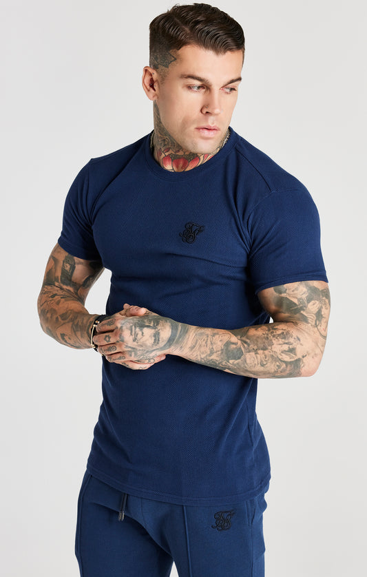 Camiseta SikSilk Smart con motivo de espiga - Azul marino