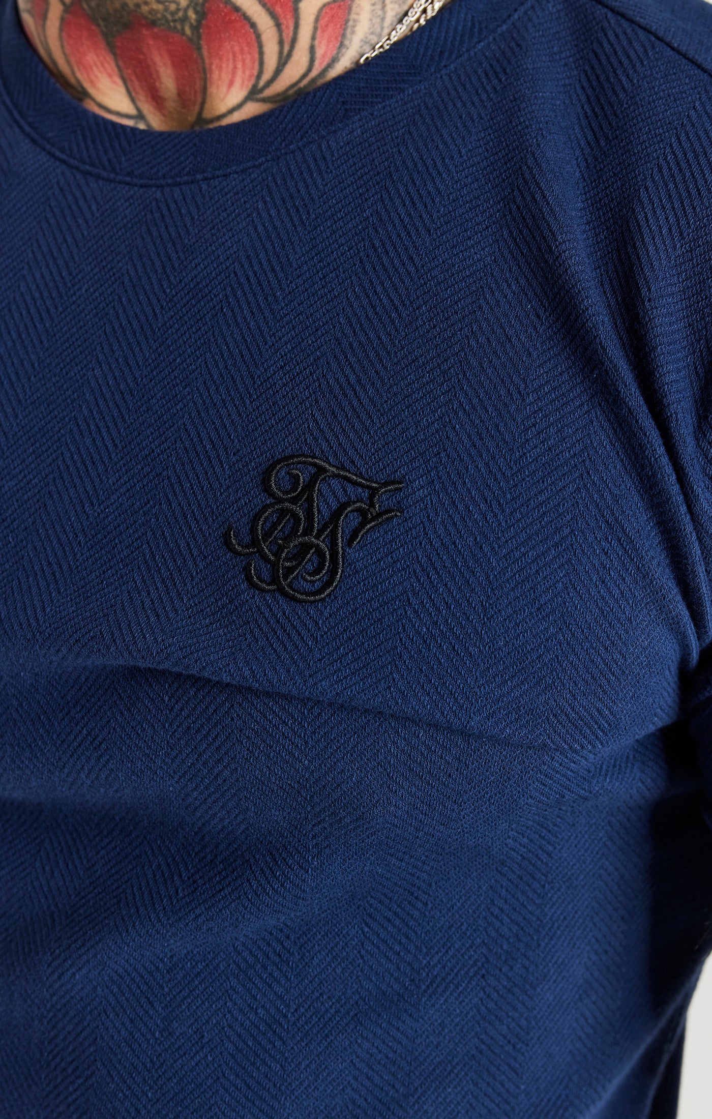 Cargar imagen en el visor de la galería, Camiseta SikSilk Smart con motivo de espiga - Azul marino