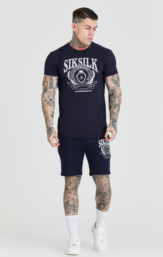 Camiseta universitaria de deporte SikSilk de manga corta - Azul marino