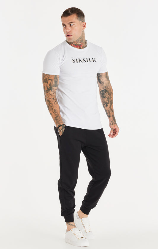 Camiseta SikSilk con logotipo y caligrafía doble - Blanco