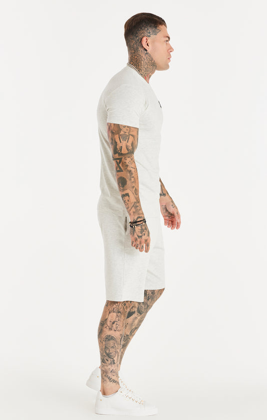 Camiseta de deporte SikSilk de manga corta - Blanco jaspeado