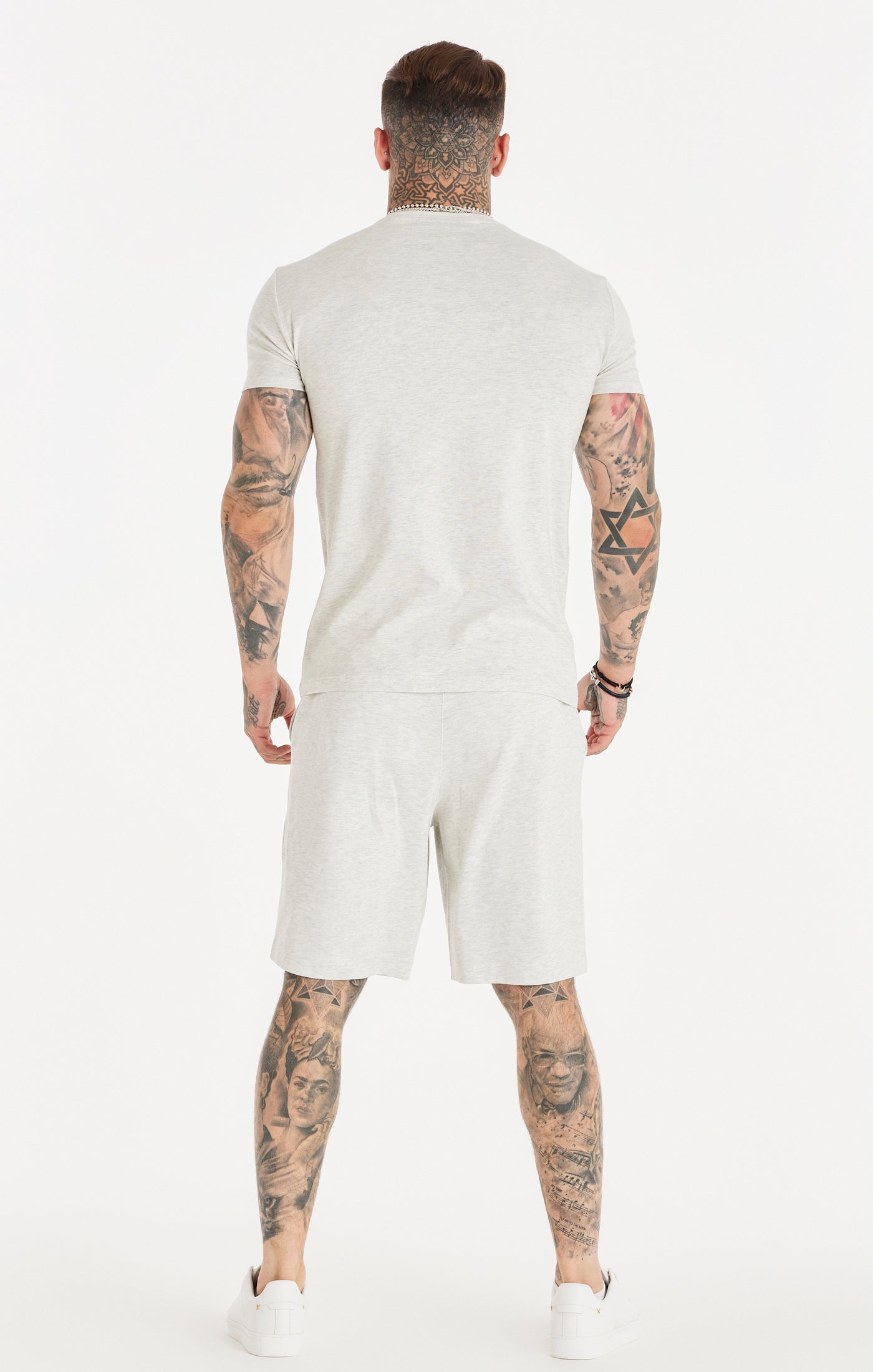 Cargar imagen en el visor de la galería, Pantalón corto de jersey SikSilk Core - Blanco jaspeado (6)