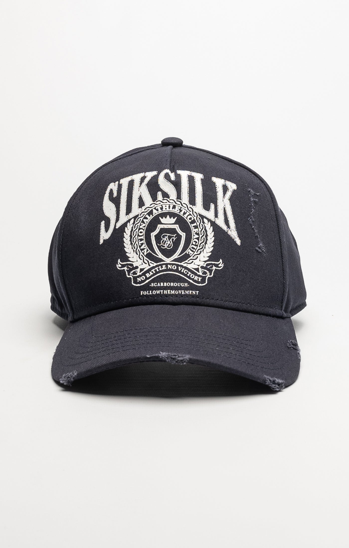Cargar imagen en el visor de la galería, Gorra SikSilk Retro de algodón desgarrada - Azul marino (1)