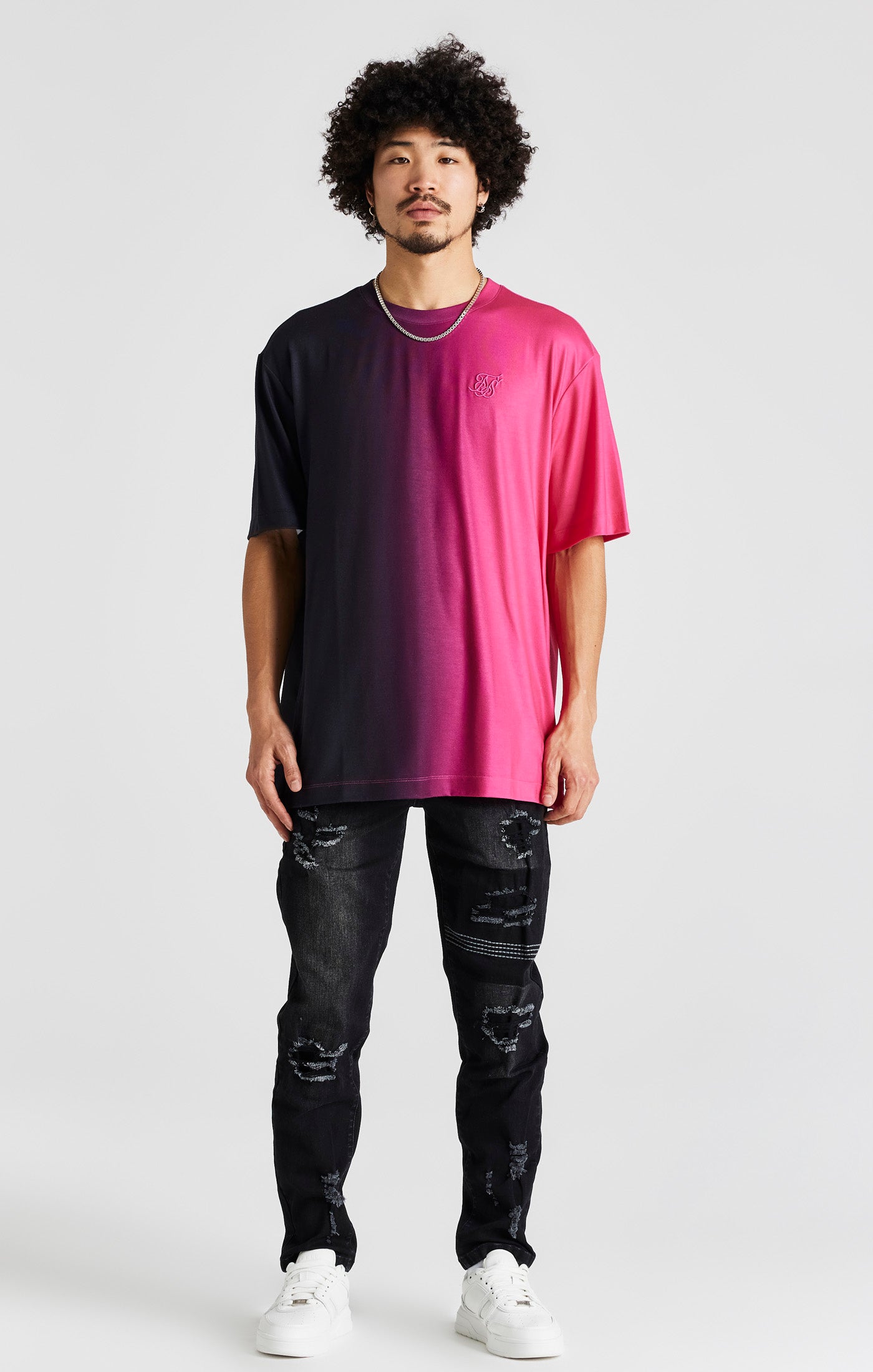 Cargar imagen en el visor de la galería, Black Print Oversized Short Sleeve T-Shirt (2)