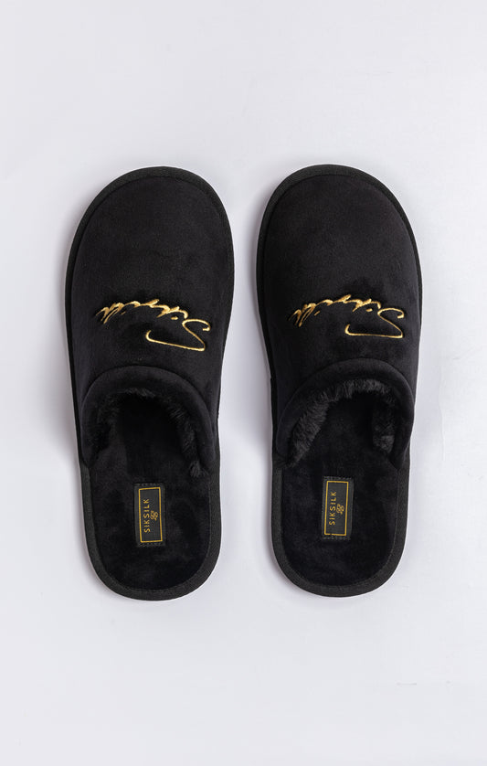 Zapatillas de Estar por Casa Negras con Logotipo Bordado