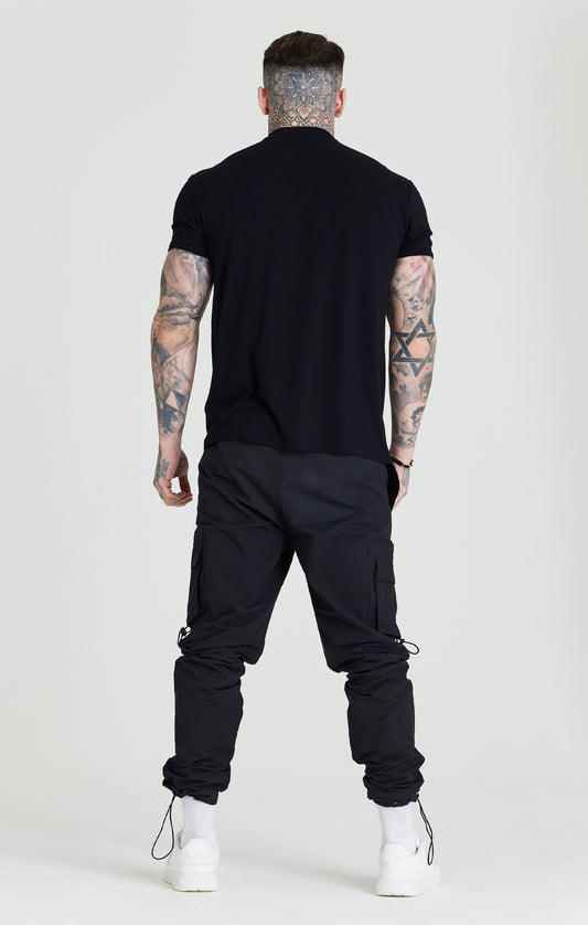 SikSilk Relaxed Toggle Cuff Cargo Pants - Washed Black