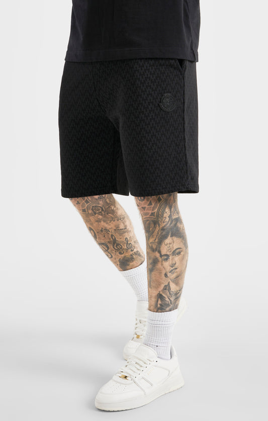 Pantalón Corto Negro Con Estampado De Monograma Messi x SikSilk