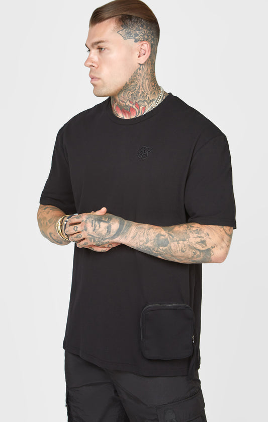 Camiseta Oversize Negra con Bolsillo