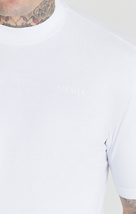Camiseta SikSilk Foundation con cuello alto - Blanco
