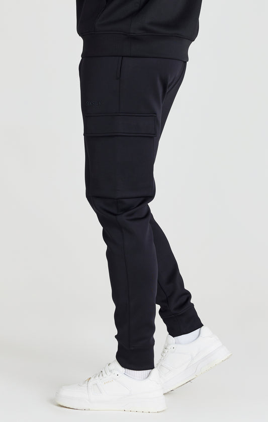 Pantalón cargo SikSilk Exhibit con tobillo ajustado - Negro