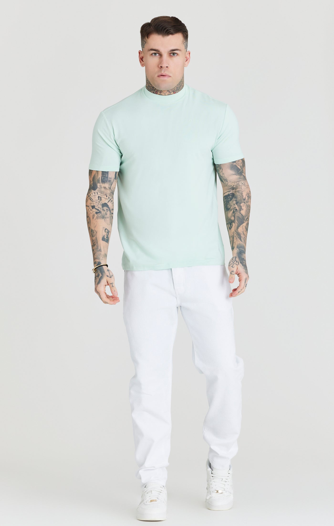Cargar imagen en el visor de la galería, Camiseta SikSilk Foundation con cuello alto - Verde azulado (2)
