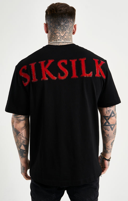Camiseta extragrande SikSilk con pedrería - Negro