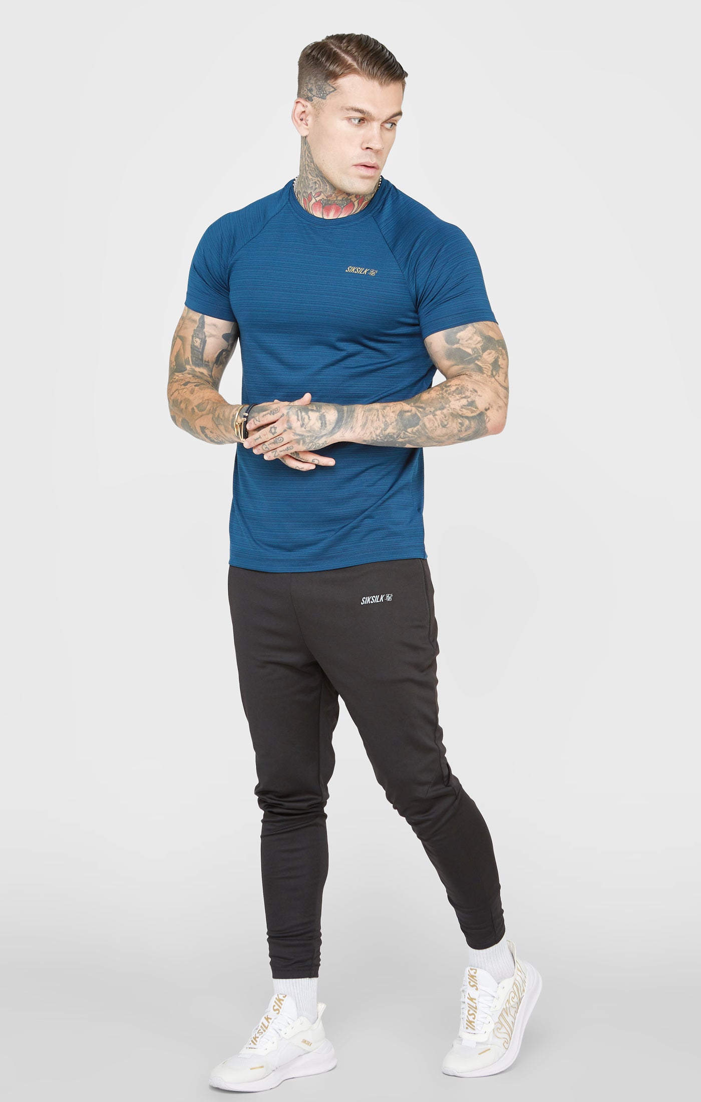 Laad de afbeelding in de Galerij viewer, Teal Sports Textured Look T-Shirt (2)