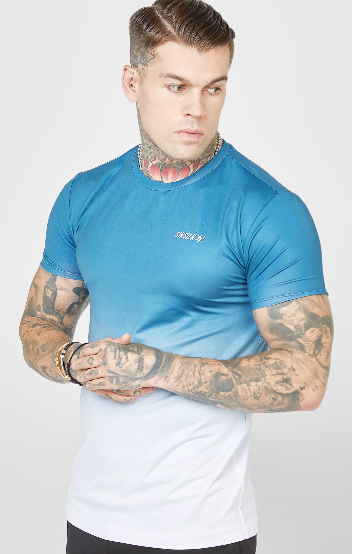 Cargar imagen en el visor de la galería, Camiseta Verde Azulado Sports Fade Muscle Fit