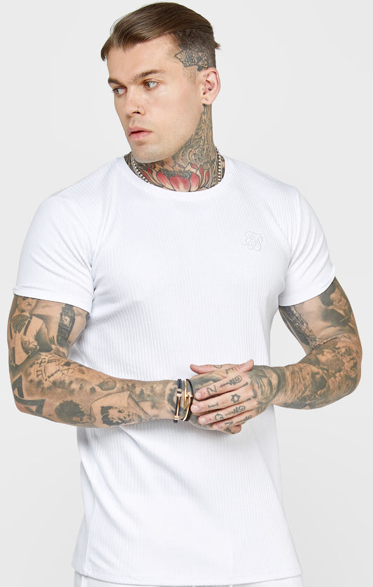 Camiseta de Punto Acanalado Blanco