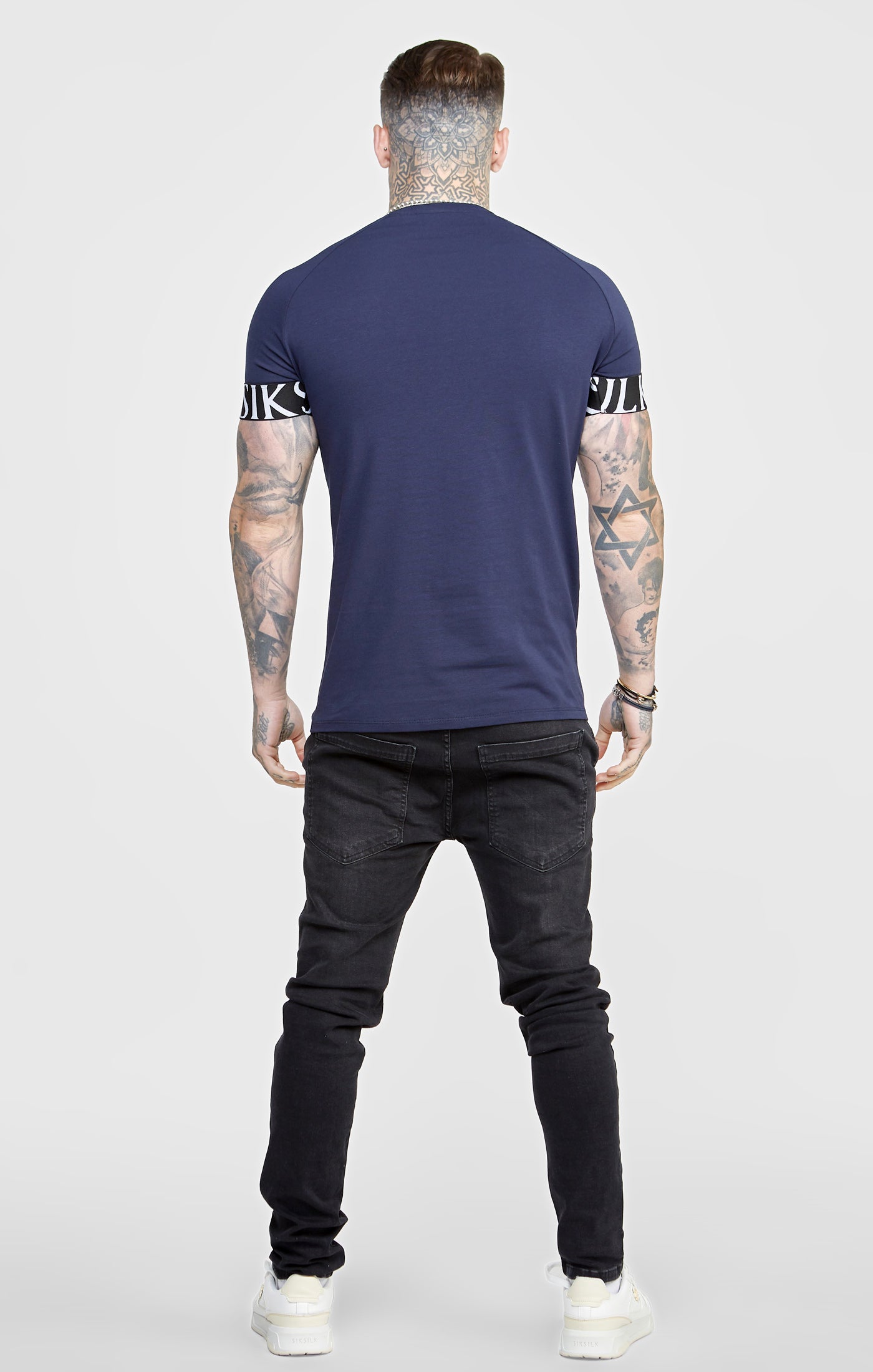 Laad de afbeelding in de Galerij viewer, Navy Twin Pack Muscle Fit Tech T-Shirt (4)