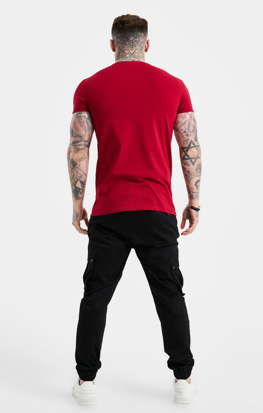 Red Script Embroidery Muscle Fit T-Shirt
