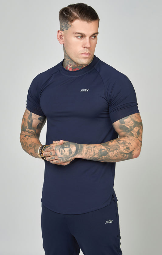 Navy Sports Curved Hem Muscle Fit T-Shirt