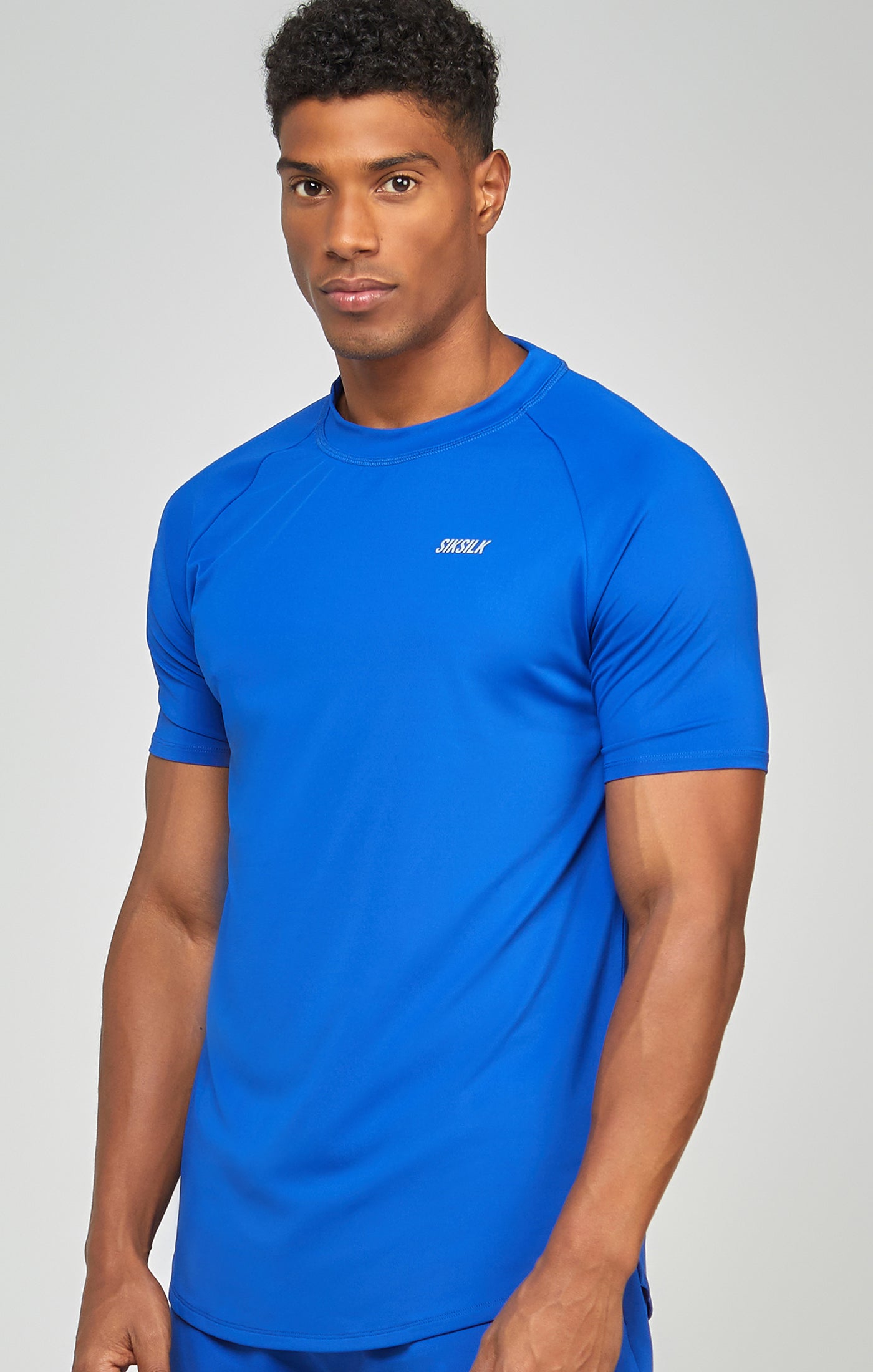 Cargar imagen en el visor de la galería, Blue Sports Curved Hem Muscle Fit T-Shirt