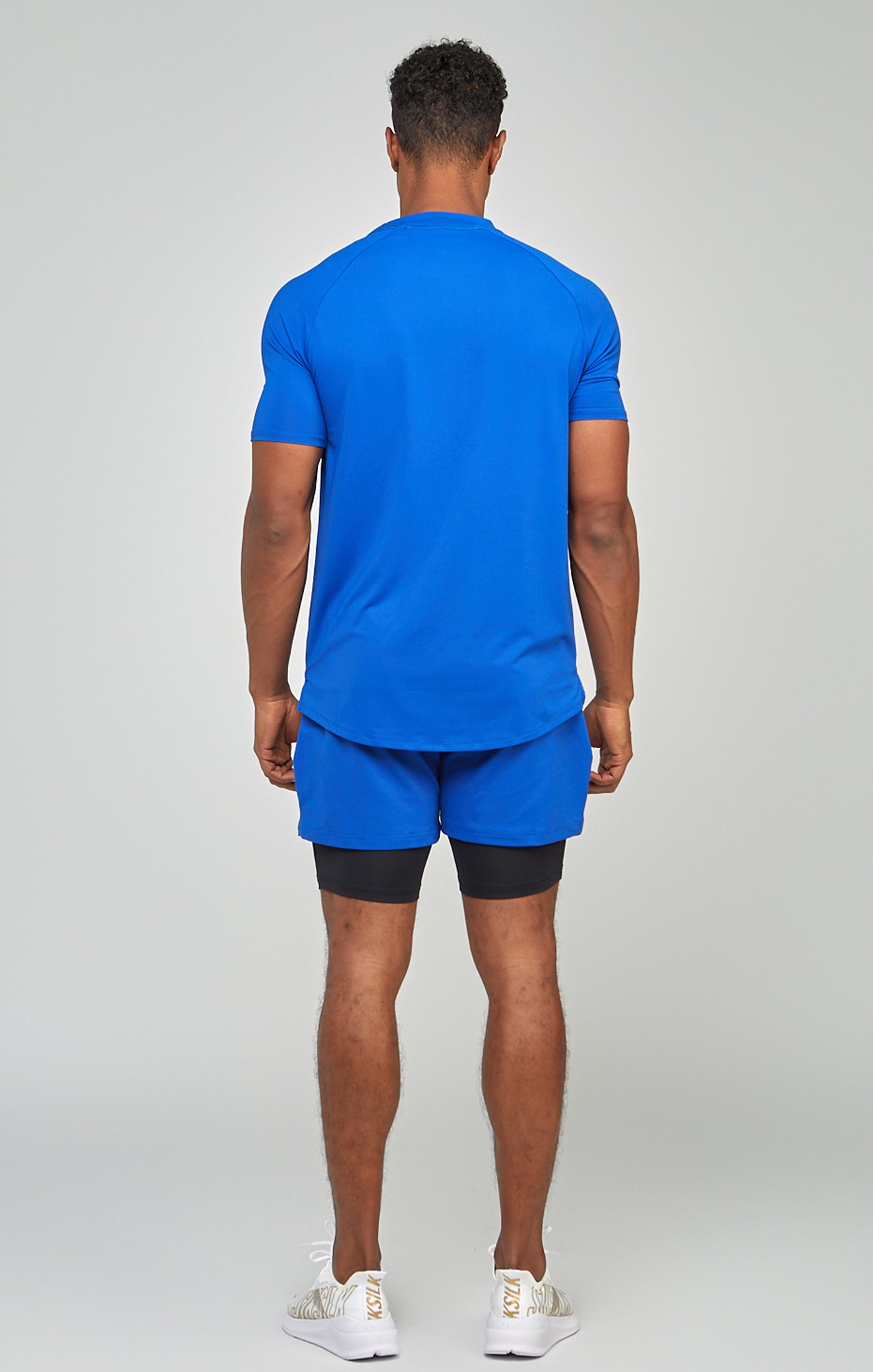Cargar imagen en el visor de la galería, Blue Sports Curved Hem Muscle Fit T-Shirt (4)