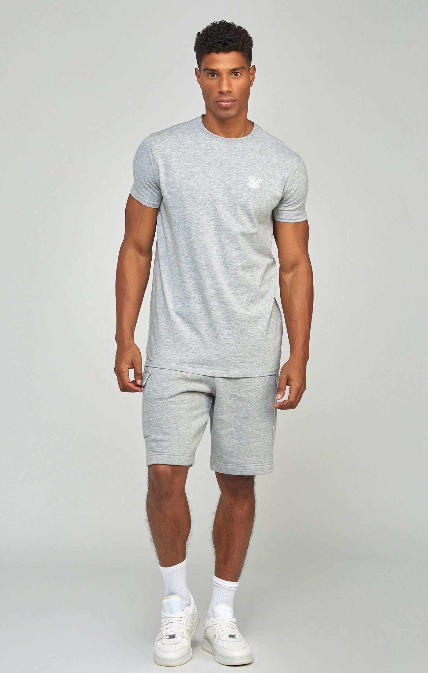 Cargar imagen en el visor de la galería, Grey Marl Essential Cargo Fleece Shorts (3)