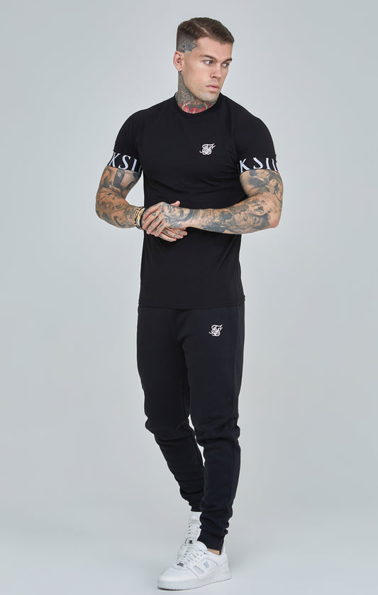 Black Essential Elastic Cuff Muscle Fit T-Shirt