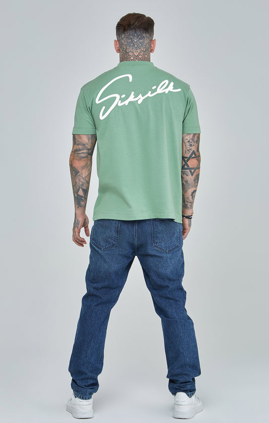 Camiseta Oversize con Inscripción Estampada Verde