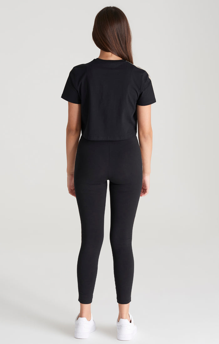 Laad de afbeelding in de Galerij viewer, Camiseta Corta Negra con Banda para Niña (6)