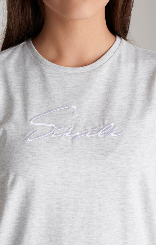 Camiseta boyfriend SikSilk Signature - Gris jaspeado