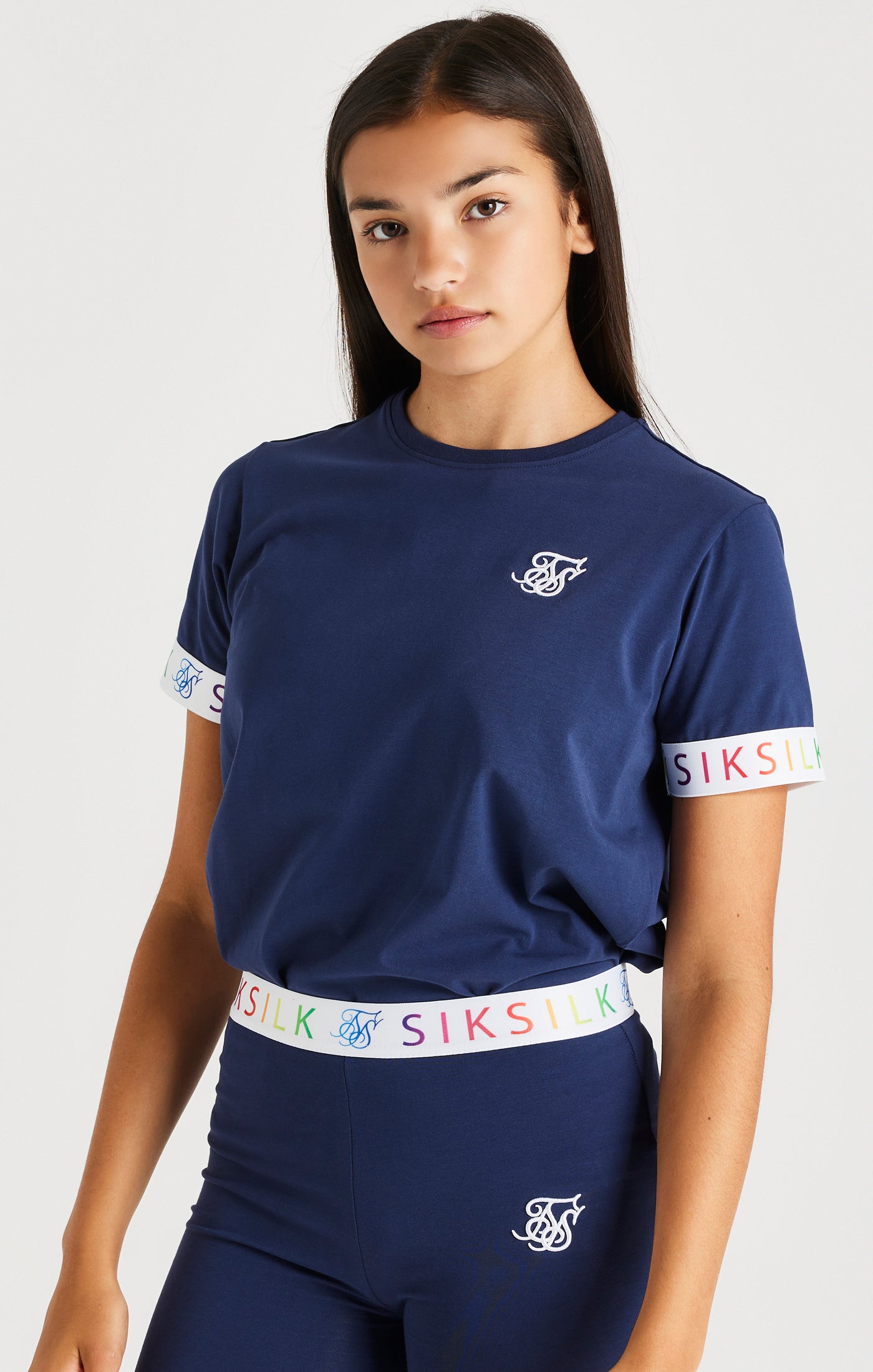 Laad de afbeelding in de Galerij viewer, Camiseta boyfriend SikSilk Rainbow - Azul marino