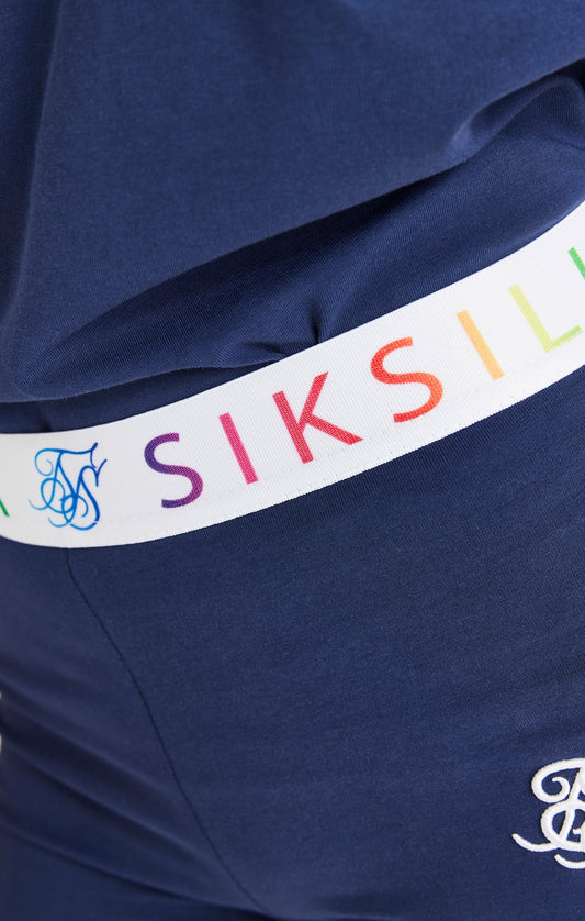 Pantalón Corto Ciclista con Logotipo SikSilk Arcoíris - Azul Marino