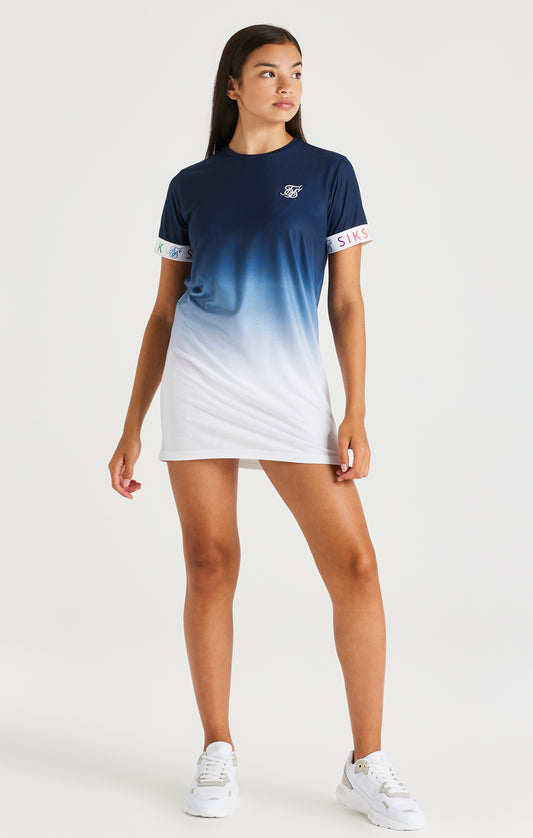 Vestido Camiseta Degradado Arcoíris SikSilk - Blanco y Azul Marino