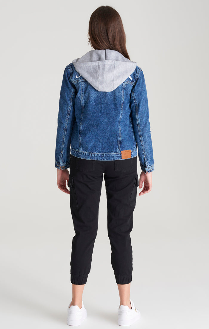 Laad de afbeelding in de Galerij viewer, Girls Midstone Denim Hooded Jacket (5)