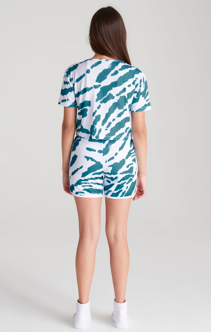 Laad de afbeelding in de Galerij viewer, Camiseta corta SikSilk con estampado tie-dye - Blanco y verde azulado (5)