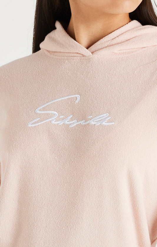 SikSilk Signature Towelling Hoodie Dress - Pink