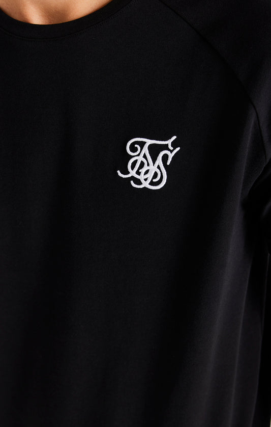 Camiseta SikSilk de manga raglán con degradado - Negro