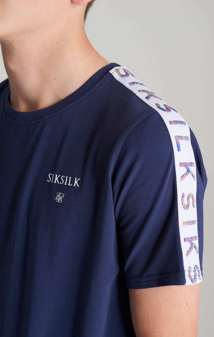 Laad de afbeelding in de Galerij viewer, Camiseta SikSilk Medley con cinta - Azul marino (4)