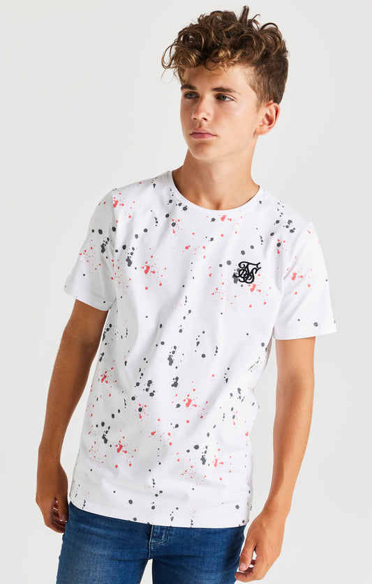 Camiseta SikSilk con estampado de salpicadura de pintura - Blanco