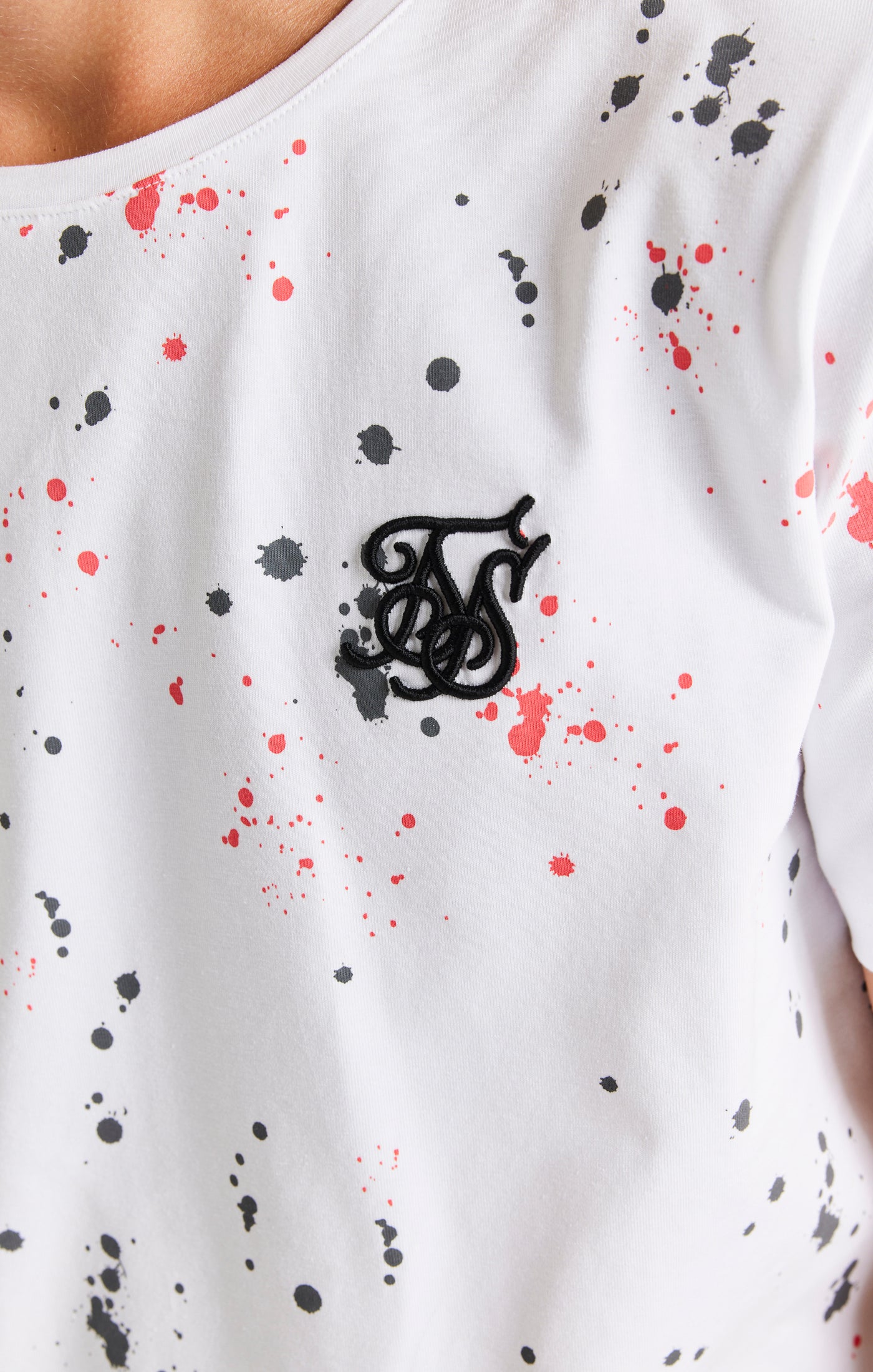 Cargar imagen en el visor de la galería, Camiseta SikSilk con estampado de salpicadura de pintura - Blanco (1)