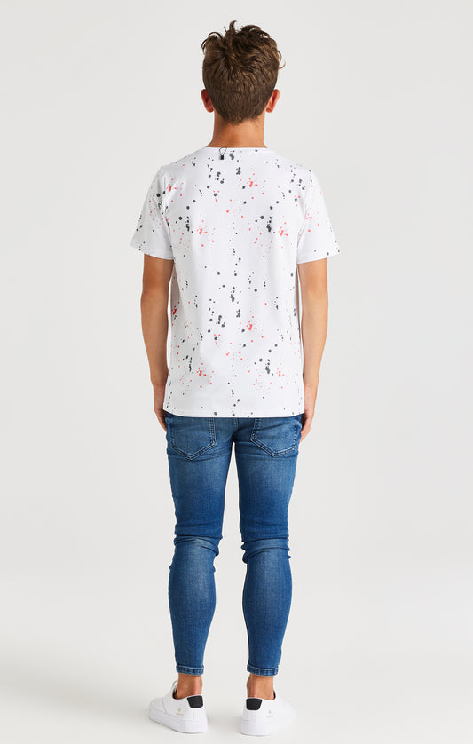 Camiseta SikSilk con estampado de salpicadura de pintura - Blanco