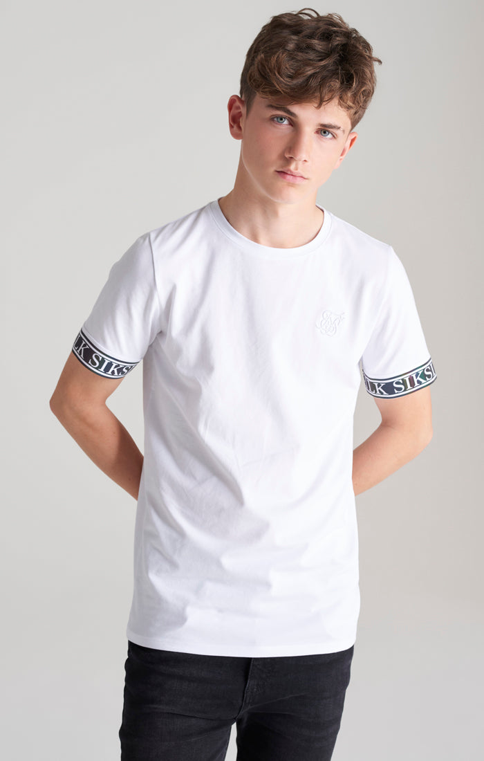 Cargar imagen en el visor de la galería, Boys White Iridescent Taped T-Shirt