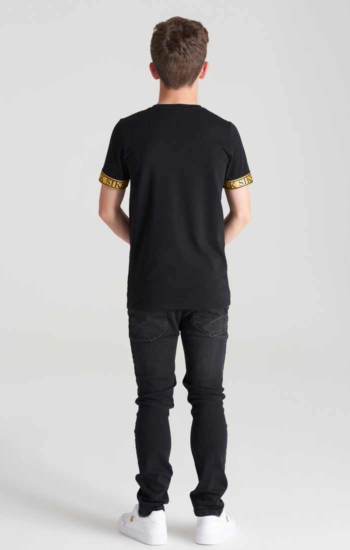 Laad de afbeelding in de Galerij viewer, Boys Black Iridescent Taped T-Shirt (5)