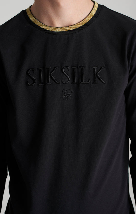 Camiseta SikSilk lúrex de manga larga - Negro y Dorado