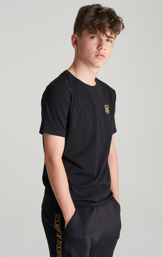 Camiseta SikSilk lúrex de manga corta - Negro y Dorado