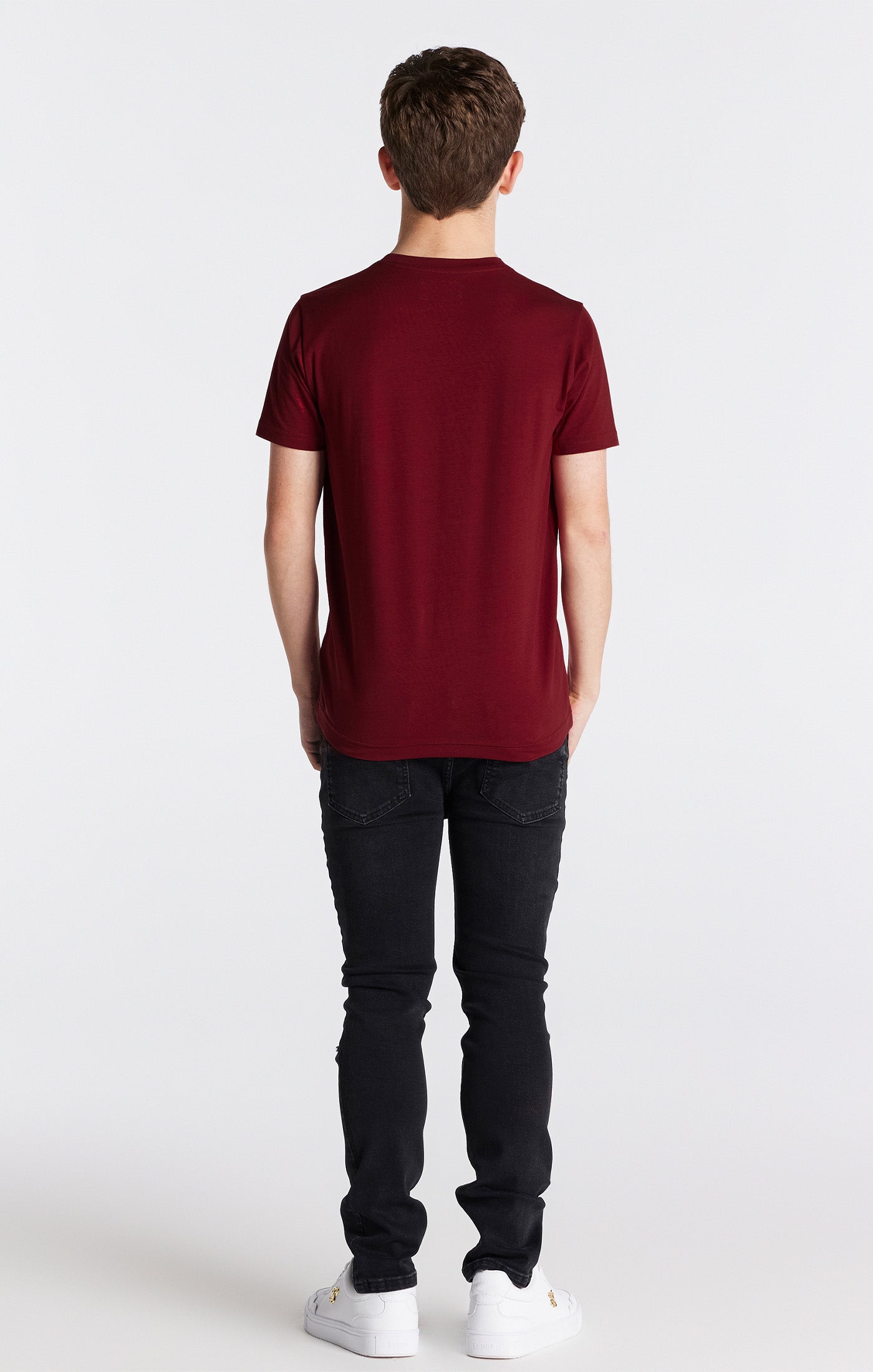Cargar imagen en el visor de la galería, Boys Burgundy Essentials Short Sleeve T-Shirt (4)