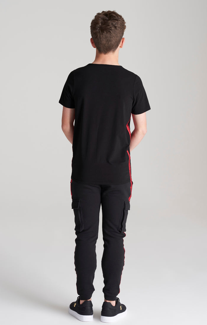 Cargar imagen en el visor de la galería, Camiseta SikSilk de estilo paracaidista - Negro y rojo (5)