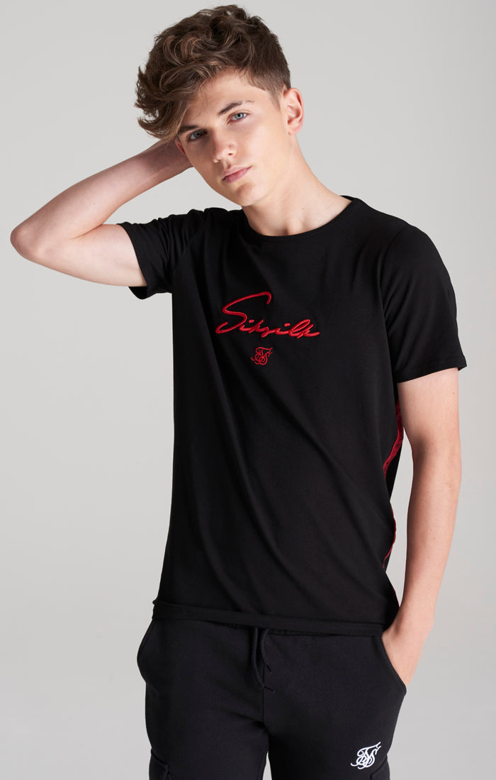 Cargar imagen en el visor de la galería, Camiseta SikSilk de estilo paracaidista - Negro y rojo