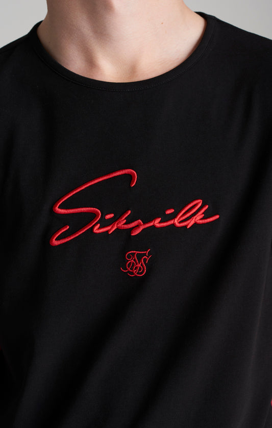 Camiseta SikSilk de estilo paracaidista - Negro y rojo