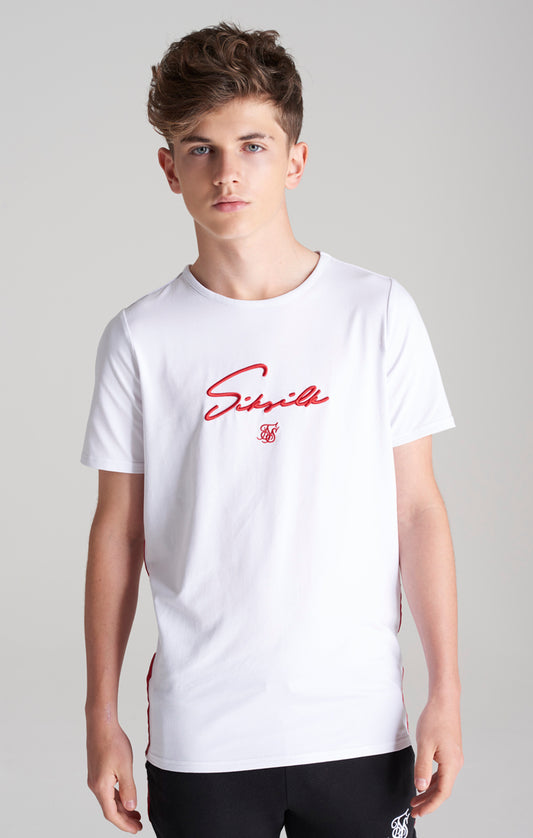 Camiseta SikSilk de estilo paracaidista - Blanco y rojo