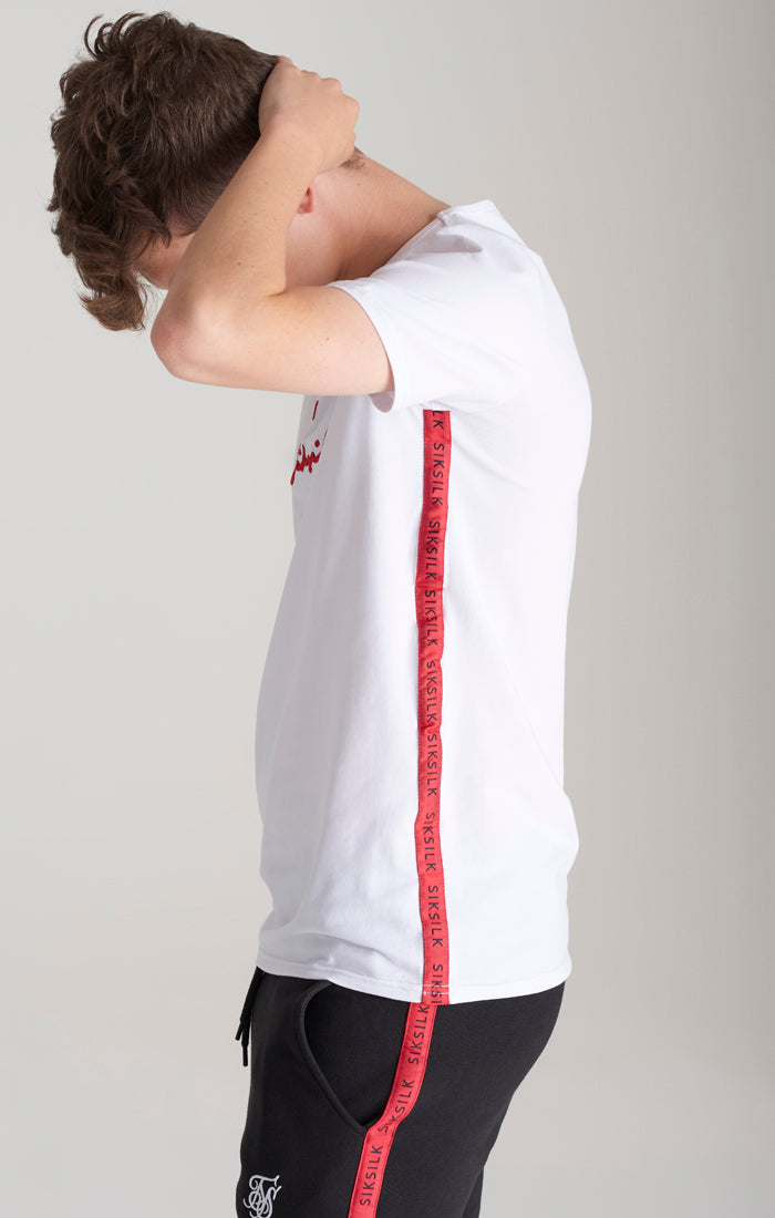 Cargar imagen en el visor de la galería, Camiseta SikSilk de estilo paracaidista - Blanco y rojo (2)